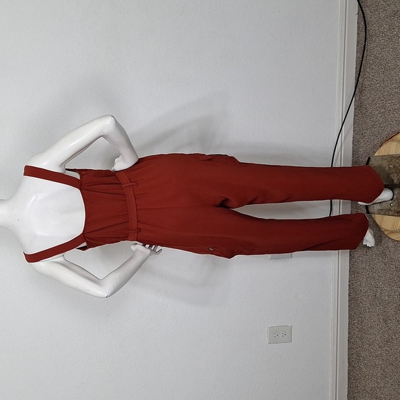 As U Wish "NEW" Juniors' Rust Boho Belted Cargo Jumpsuit Overalls Size L - Picture 4 of 14